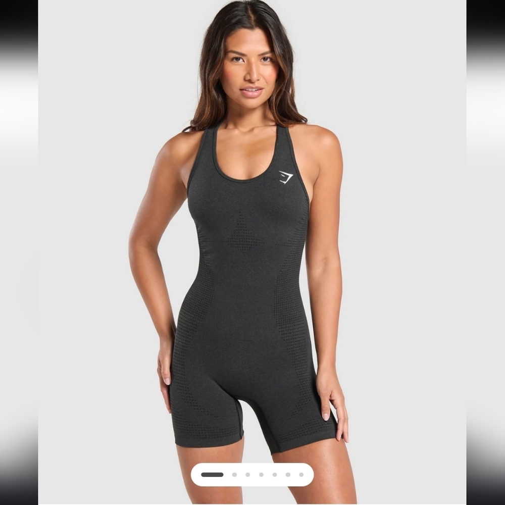 Gymshark Women's Black Racerback Athletic Bodysuit Size Medium 6-8